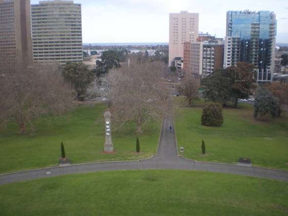 View from The Shrine towards The Cobbers Statue
